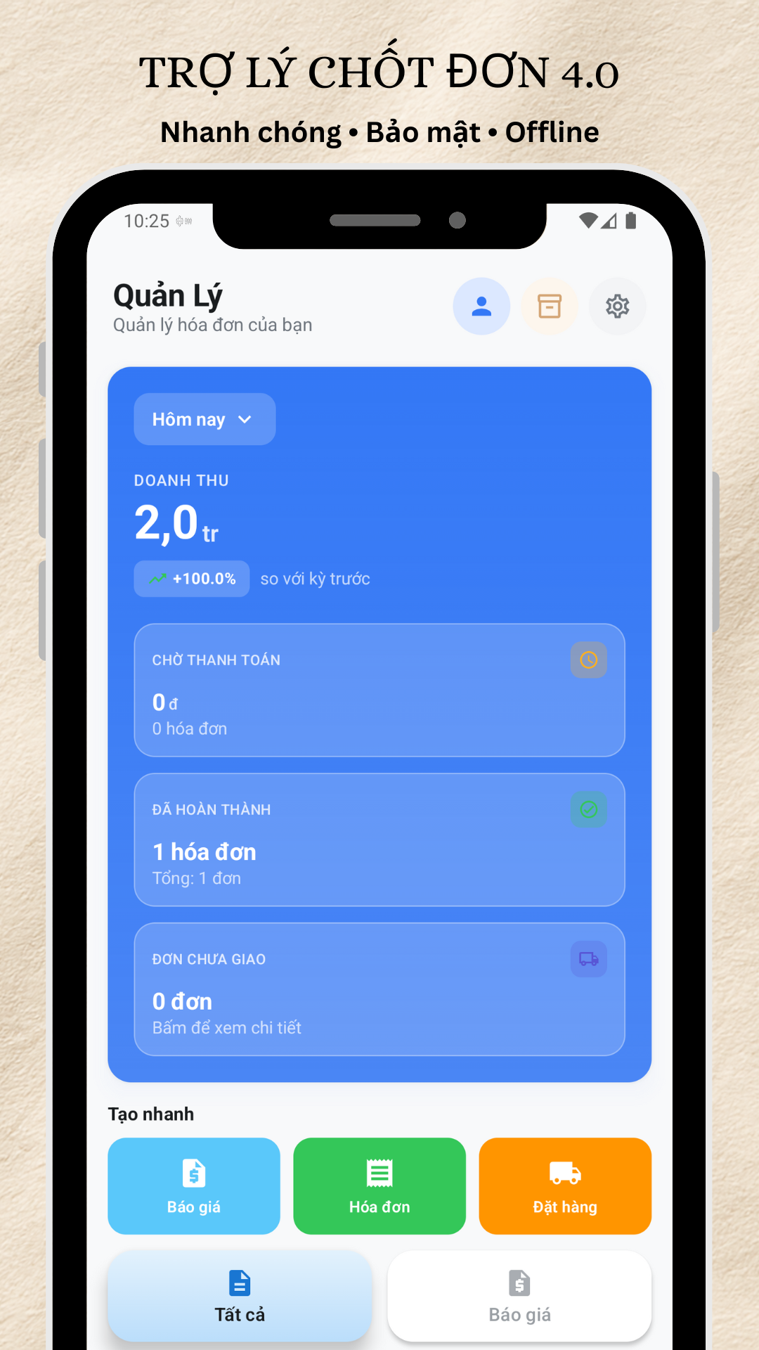 Tạo Hóa Đơn Trang Chủ