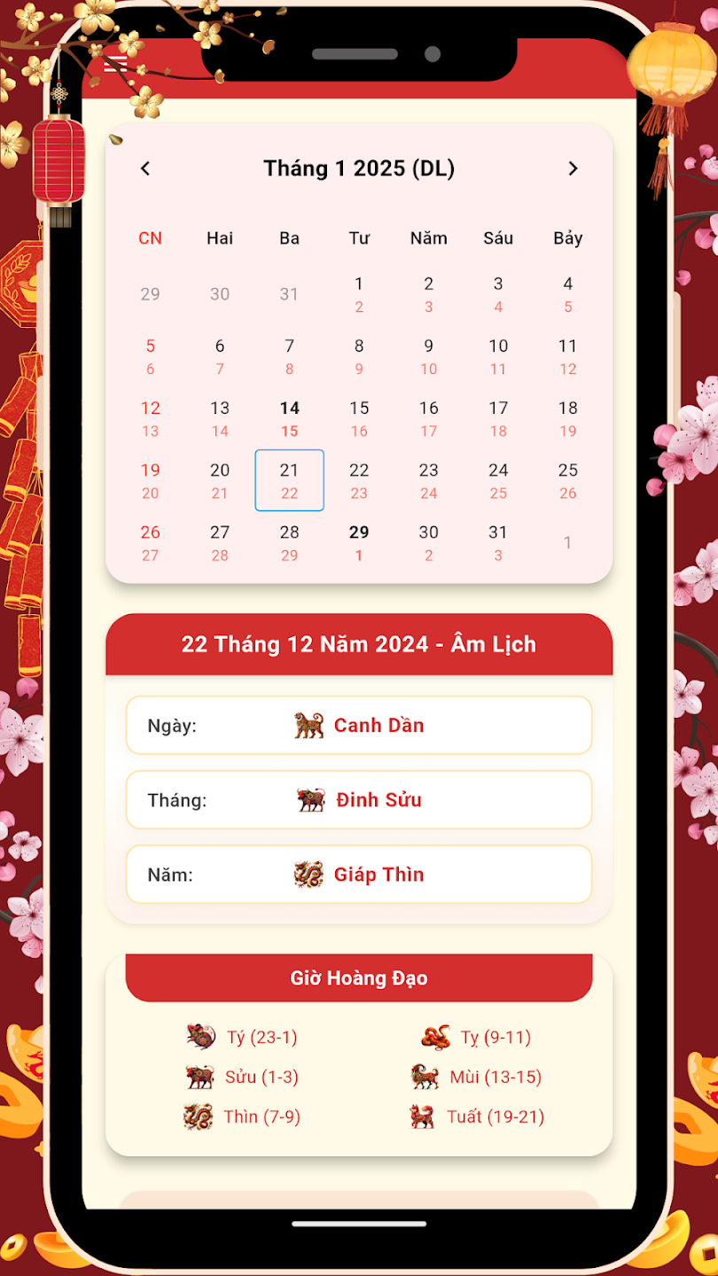 Lịch Âm 2026 Giao Diện Chính