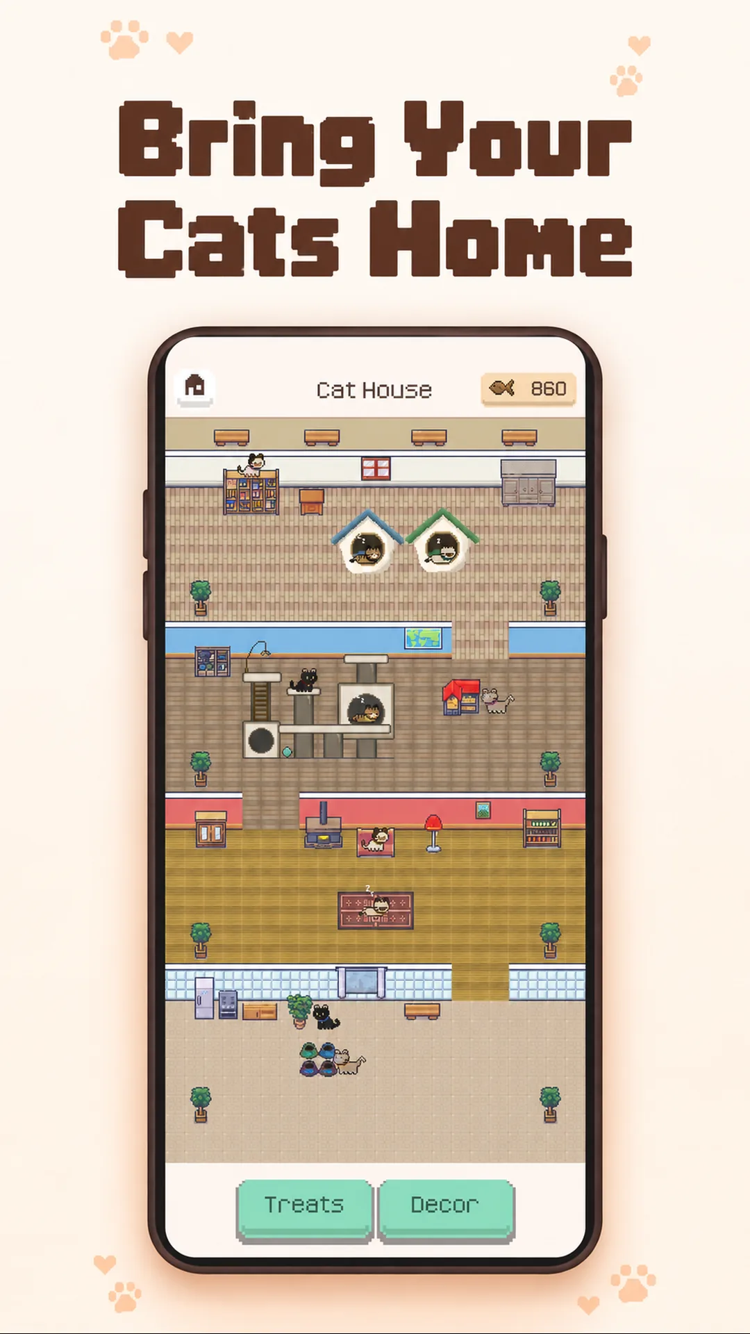 A cat house with four floors where the cats you found rest on beds, towers and rugs