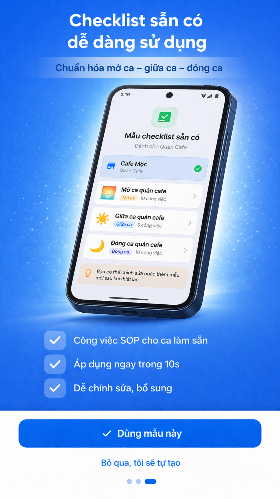 Tính năng checklist